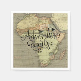 Guardanapo De Papel Aventura aguarda o velho mapa mundial