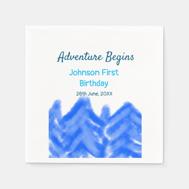 Guardanapo De Papel Aventura Azul Aqua inicia montanha primeiro aniver (Frente)