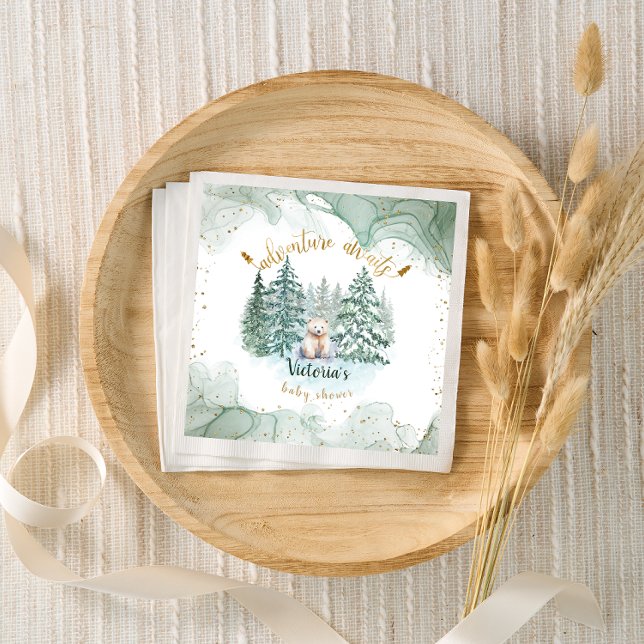 Guardanapo De Papel Aventura de Urso Polar Aguarda Chá de fraldas (Criador carregado)