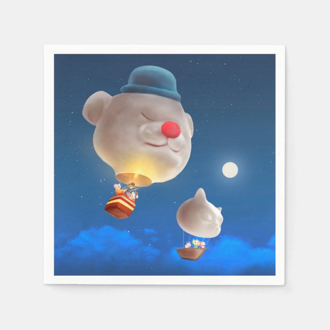 Guardanapo De Papel Aventura do Balão do Night Sky (Frente)