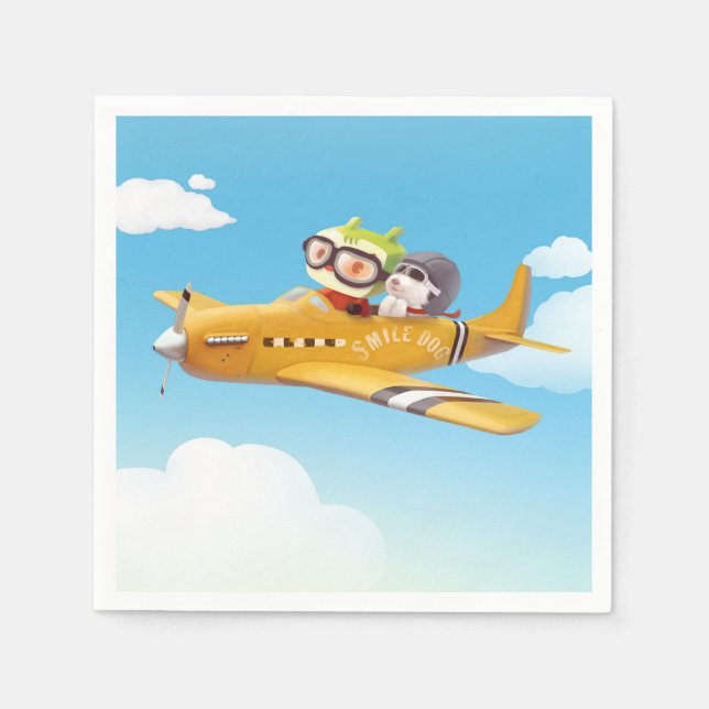 Guardanapo De Papel Aventura Voadora com Cachorro (Frente)