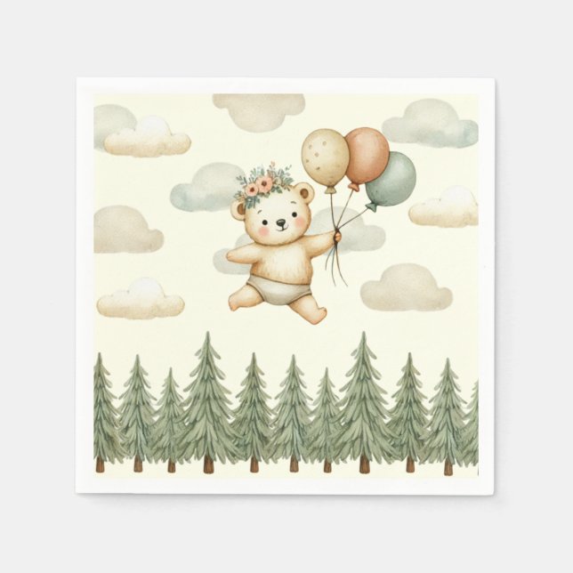 Guardanapo De Papel Aventuras de Urso Flutuante (Frente)