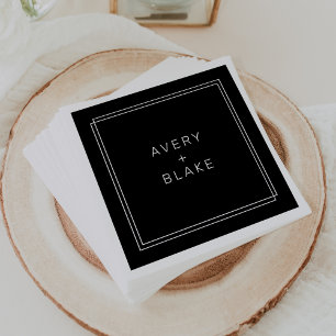 Guardanapo De Papel AVERY Modern Black Double Border Weds