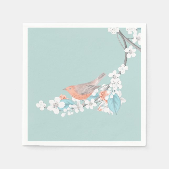 Guardanapo De Papel Aves e Flores (Frente)