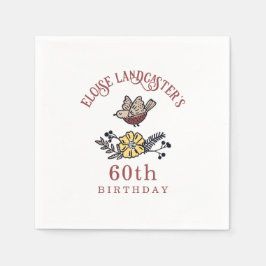 Guardanapo De Papel Aves e Flores Cutas Personalizadas Aniversário