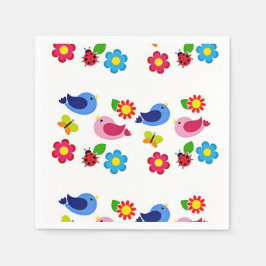Guardanapo De Papel Aves e primaveras de flores