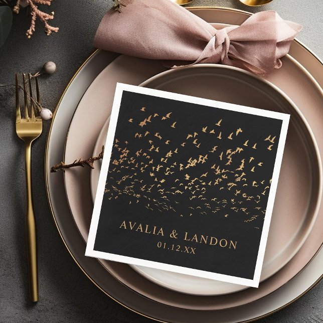 Guardanapo De Papel Aves Elegantes de Casamento de Penas (Criador carregado)