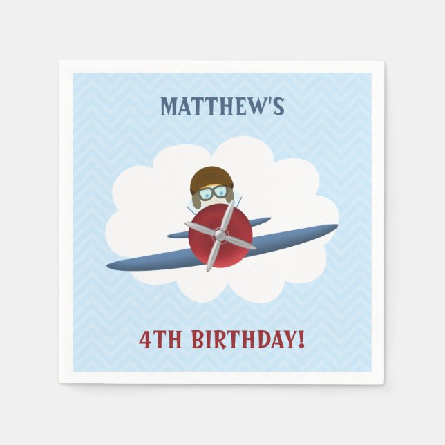 Guardanapo De Papel Aviador e seu avião (Frente)