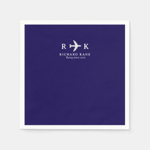 Guardanapo De Papel Avião Com Iniciais - Logotipo de Piloto Azul