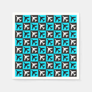 Guardanapo De Papel Avião de Jatos de Aviação Negra Geométrico Azul