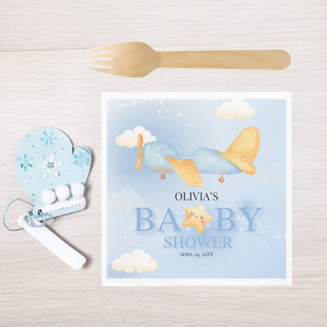 Guardanapo De Papel Avião,Nuvens e Estrelas, Azul, Menino, Bonito (Criador carregado)