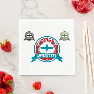 Guardanapo De Papel Avião Vintage Turismo Aventura Logotipo Aviação