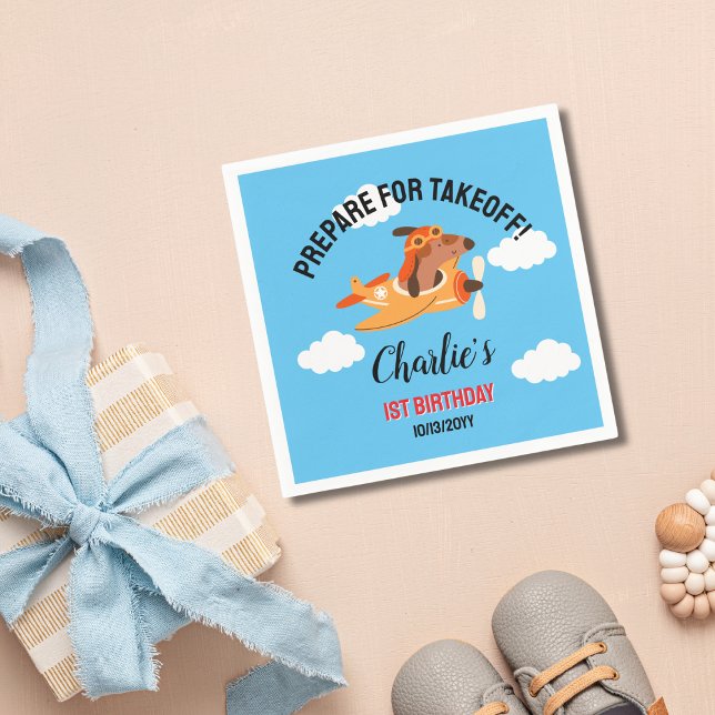 Guardanapo De Papel Avião Voador Piloto De Cães,Crianças Cutes Azul An (Criador carregado)