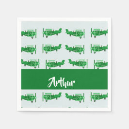 Guardanapo De Papel Aviões voadores verdes em azul