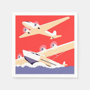 Guardanapo De Papel Aviões Voando Aviões Propulsores Vintage
