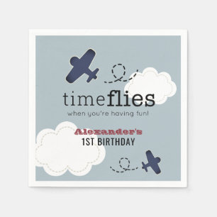 Guardanapo De Papel Aviões Voos Aviões Blue Boy Aniversário Napkins