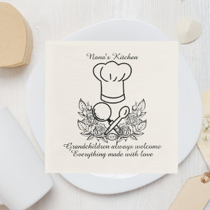 Guardanapo De Papel Avó chef personalizada floral dia das mães
