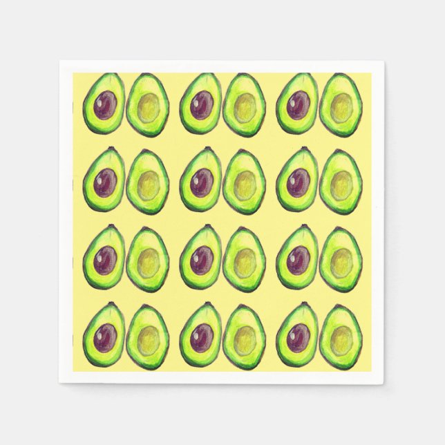 Guardanapo De Papel Avocado Green Vegan Foodie Vegeterian Foodie (Frente)