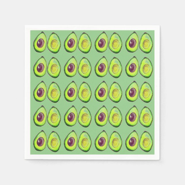 Guardanapo De Papel Avocado Green Vegan Foodie Vegeterian Foodie (Frente)