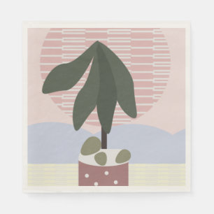 Guardanapo De Papel Avocado Tree Blush Geométrico Suave Rosa Verde