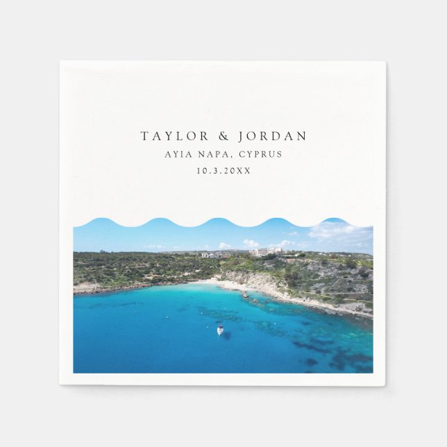 Guardanapo De Papel Ayia Napa Casamento com Chipre Coquetel Personaliz (Frente)