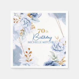 Guardanapo De Papel Azul Azul de 70 Personalizado Dourado