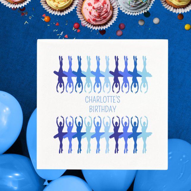 Guardanapo De Papel Azul Ballerina Personalizado Aniversário (Criador carregado)