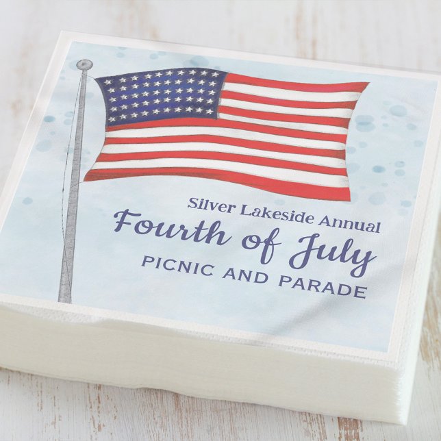 Guardanapo De Papel Azul branco-branco-aquarela Simples Quarto de julh (Criador carregado)