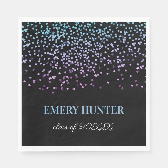 Guardanapo De Papel Azul brilhante disperso e púrpura (Frente)