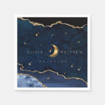 Azul Celestial Casamento Estrelas Meia-Noite Lua