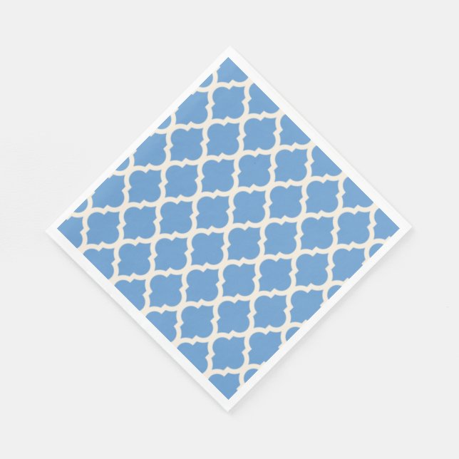 Guardanapo De Papel Azul Claro e Quatrefoil Bege (Quina)