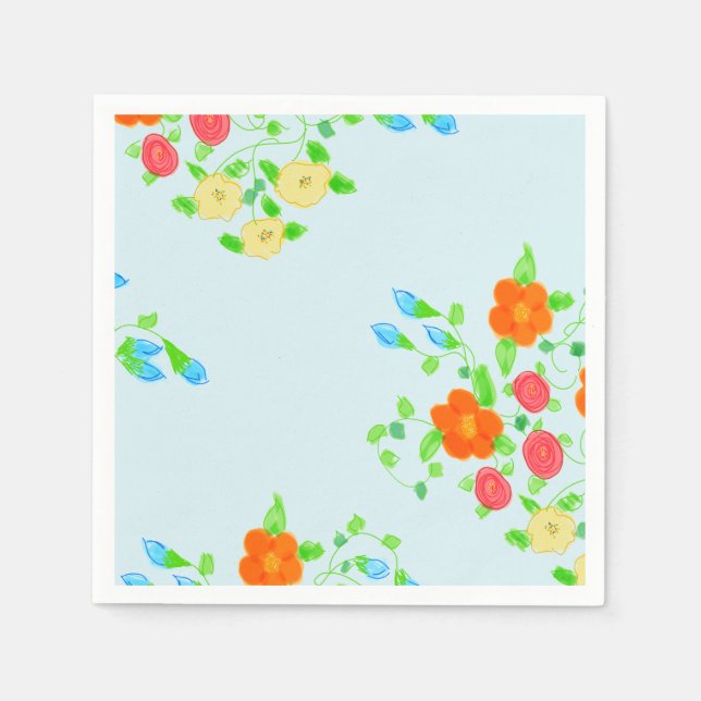Guardanapo De Papel Azul Claro Flor (Frente)