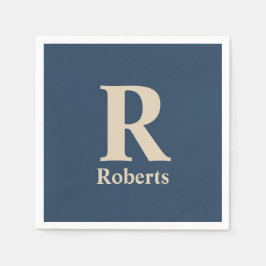 Guardanapo De Papel Azul Clássico E Vanilla Inicial/Primeiro/Nome Da F