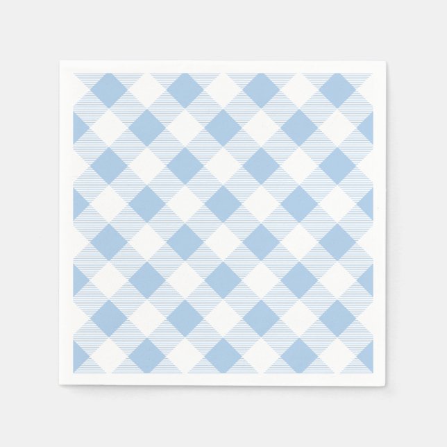Guardanapo de papel azul com padrão xadrez Vichy (Frente)