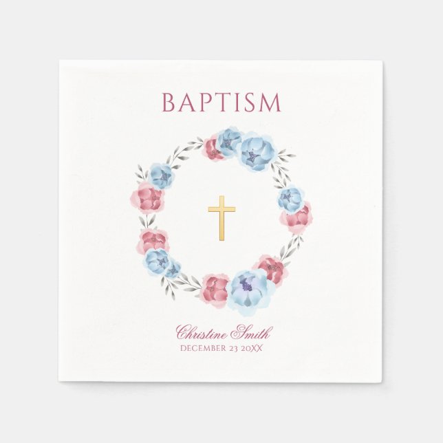 Guardanapo De Papel Azul-Cria e Pidro-Cor-de-Rosa Vermelhos (Frente)