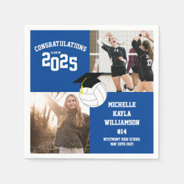 Guardanapo De Papel Azul de Graduação de Voleibol