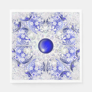 Guardanapo De Papel Azul de rendas cerâmicas de Grécia e floco de neve