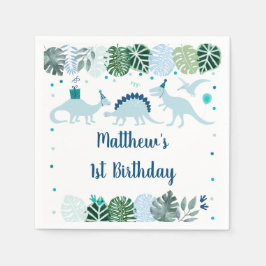 Guardanapo De Papel Azul Dinossaur Safari Aniversário