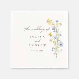Guardanapo de papel azul e amarelo floral para cas