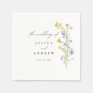 Guardanapo de papel azul e amarelo floral para cas