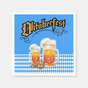 Guardanapo De Papel Azul e Branco com Canecas de cerveja de Cerveja Ok