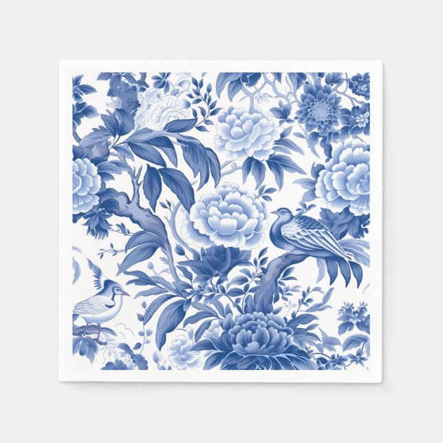 Guardanapo de papel azul e branco em estilo Chinoi (Frente)