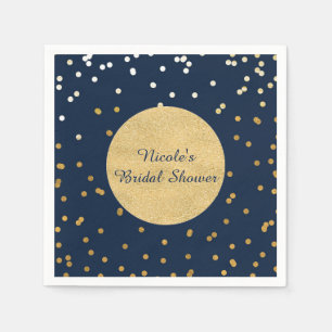 Guardanapo De Papel Azul e Dourado Confetes Brilhantes Pontos Moderno