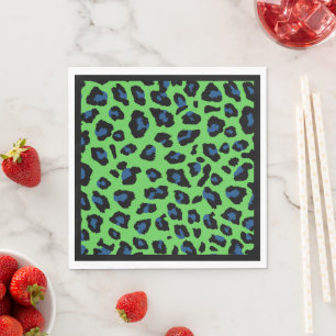 Guardanapo De Papel Azul e Leopardo Verde Imprime Abóbora Nápoles