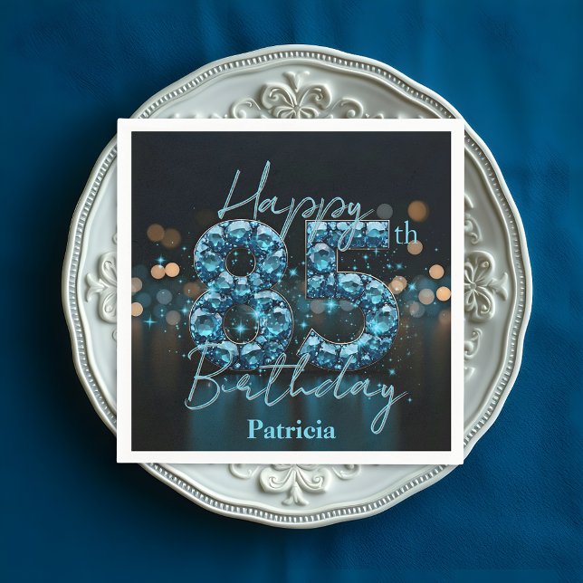 Guardanapo De Papel Azul e Negro 85.o aniversário do Luxury Chic Sapph (Criador carregado)