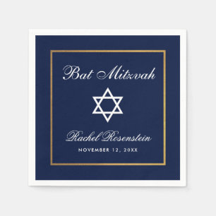 Guardanapo De Papel Azul e ouro de Mitzvah do bastão