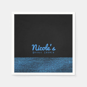 Guardanapo De Papel Azul e Preto Moderno Glam Sequins Elegante Chic
