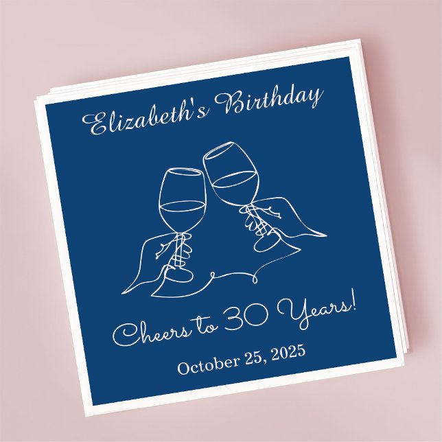 Guardanapo De Papel Azul e rosa modernosAlegre a 30 anos Aniversário N (Criador carregado)