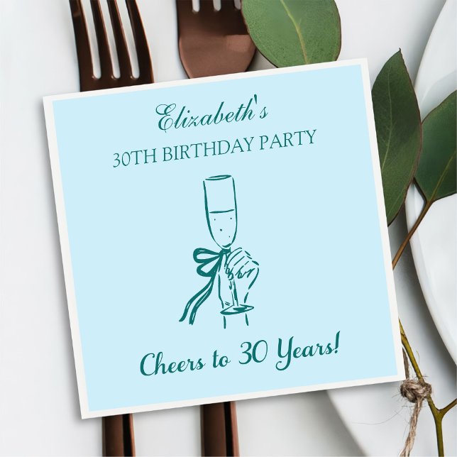 Guardanapo De Papel Azul e Verde Saúde aos 30 anos Aniversário Nápoles (Criador carregado)