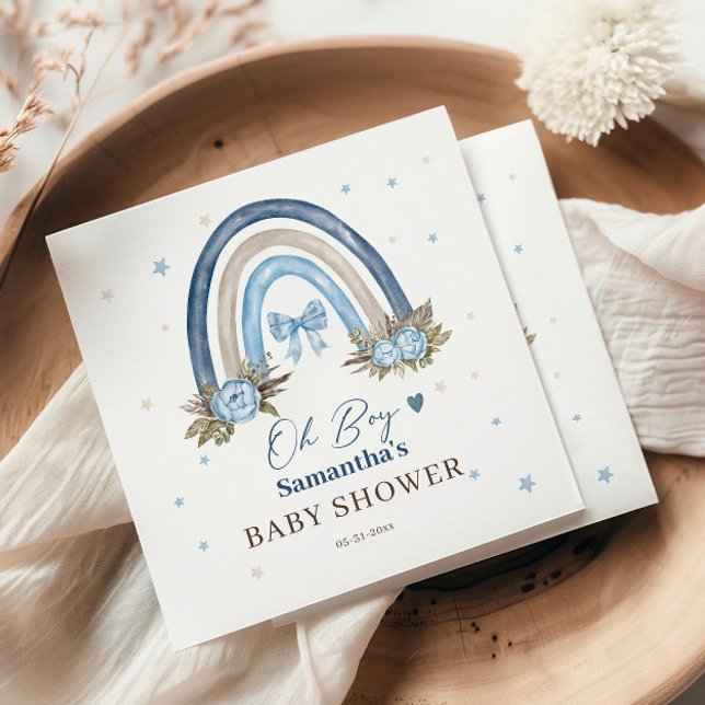 Guardanapo De Papel Azul Elegante Beige Boho Arco-Íris (Criador carregado)